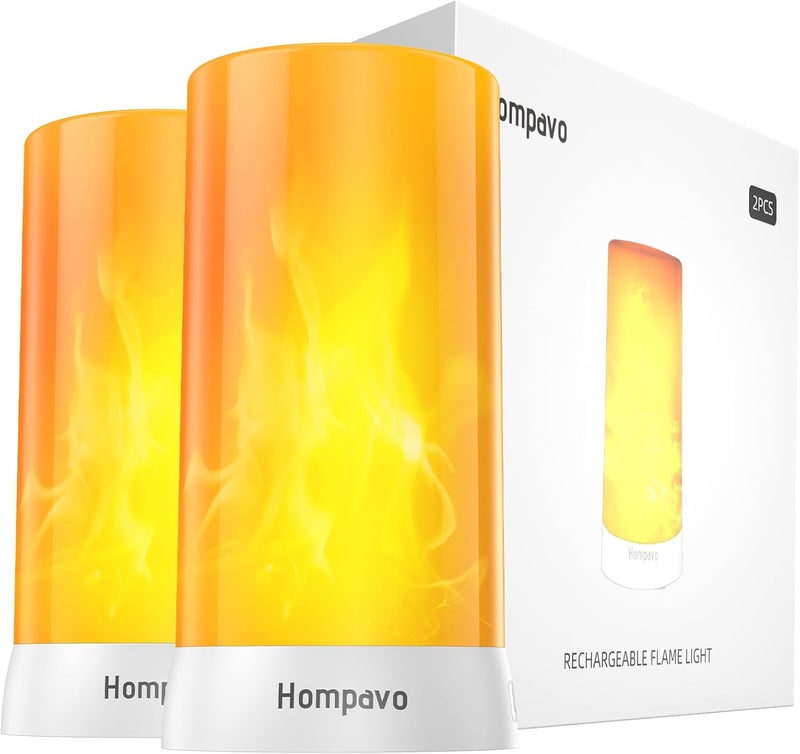 Hompavo Store 【Upgraded】 LED Flame Lights, 4-Mode Rechargeable Battery Operated Flameless Candles, Waterproof Pillar Flickering Lanterns for Living Room Bathroom Patio Wedding Party Christmas Home Decor - Image 1